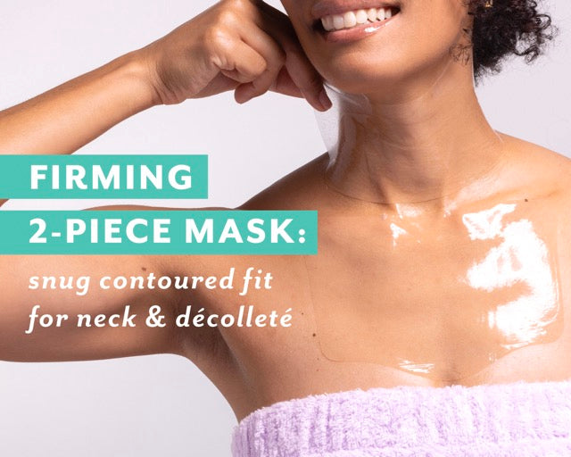 Firming 2-piece mask: snug contoured fit for neck & decollete